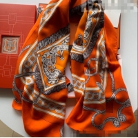 Popular Style Hermes Cashmere Silk Scarf Shawl 140x140cm 07260 Orange 2022