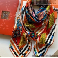 Classic Grade Hermes Cashmere Silk Scarf Shawl 140x140cm HC0726 Orange 2022