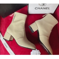 Best Product Chanel Stretch Lambskin Ankle Boots 5cm G39160 Apricot