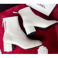 Crafted Chanel Stretch Lambskin Ankle Boots 5cm G39160 White