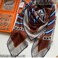 Well Crafted Hermes Grand Cashmere & Silk Sqaure Scarf 140cm H1669 Brown 2022