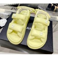 Unique Style Chanel Lambskin Pillow Flat Strap Flat Sandals 081225 Yellow