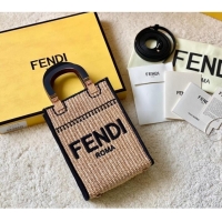 Reasonable Price FENDI Mini Sunshine Shopper FF raffia mini-bag 8BS051A black