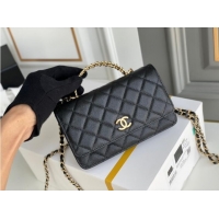 Promotional Chanel MINI FLAP BAG CLUTCH WITH CHAIN Gold-Tone Metal 22SS black