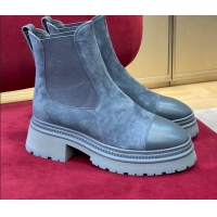 Stylish Chanel Suede Ankle Chelsea Boots Blue 2081255