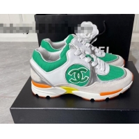 Grade Quality Chanel Fabric and Leather Sneakers G39066 Green 081260