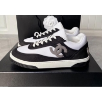 Discount Chanel Fabric Sneakers White/Black 081261