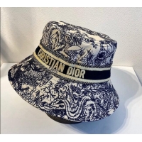 Good Product Dior Bucket Hat in Toile de Jouy Reverse Embroidered Cotton CD1904 Black 2021