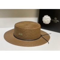 Luxurious Dior Straw Wide Brim Hat DH31405 Coffee 2022