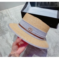 Cheapest Dior Straw Wide Brim Hat 040151 Beige/Blue 2022