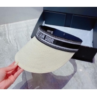 Best Product Dior Straw Visor Hat 053123 White/Black 2022