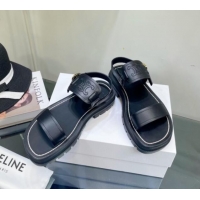 Best Price Celine Clea Triomphe Sandals in Calfskin Black 0611094