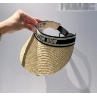 Top Sale Dior Straw Visor Hat 053125 Beige/Black 2022