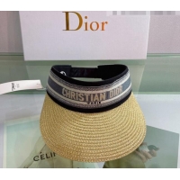 Promotional Dior Straw Visor Hat 053129 Gold/Grey 2022