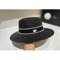 Good Quality Dior Straw Wide Brim Hat 053149 Black 2022