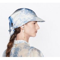 Duplicate Dior Silk Visor Hat in Light Blue Toile de Jouy Reverse CH0816 2022