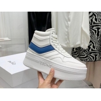 Popular Style Celine Triomphe Lambskin Platform Boot Sneakers White/Blue 080863