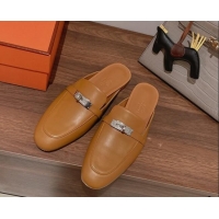 Purchase Hermes Oz Kelly Buckle Calfskin Flat Mules Brown 052338