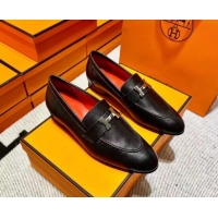 Best Product Hermes Pairs Loafer in Calfskin Black/Red 0611054