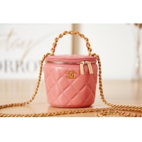 Good Product CHANEL VANITY WITH CHAIN Lambskin & Gold-Tone Metal AS2873 Pink