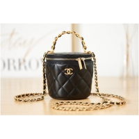 Good Product CHANEL VANITY WITH CHAIN Lambskin & Gold-Tone Metal AS2873 black