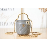 Good Looking CHANEL VANITY WITH CHAIN Lambskin & Gold-Tone Metal AS2873 gray