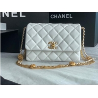 Reasonable Price Chanel MINI FLAP BAG Lambskin & Gold-Tone Metal AS3378 white