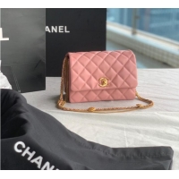 Well Crafted Chanel MINI FLAP BAG Lambskin & Gold-Tone Metal AS3378 pink