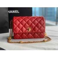 Trendy Design Chanel MINI FLAP BAG Lambskin & Gold-Tone Metal AS3378 Red