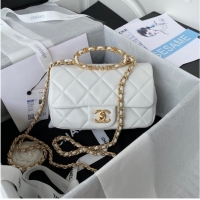 Top Grade Chanel FLAP BAG Lambskin & Gold-Tone Metal AS3451 white