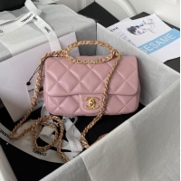 Buy Fashionable Chanel FLAP BAG Lambskin & Gold-Tone Metal AS3451 pink