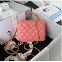 Low Price Chanel SMALL VANITY CASE Lambskin & Gold-Tone Metal AS3318 pink