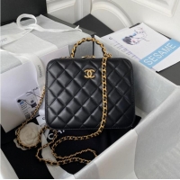 Inexpensive Chanel VANITY CASE Lambskin & Gold-Tone Metal AS3319 black