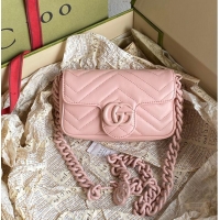 Good Quality Gucci GG Marmont super mini pink bag 476433 pink chain