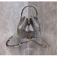 Popular Style BVLGARI Original Snake Skin Bucket Bag B287614 Silver