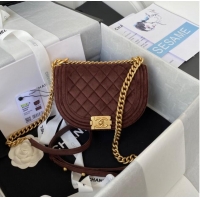 Famous Brand SMALL BOY CHANEL MESSENGER BAG AS3350 Coffee