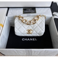 Pretty Style Chanel FLAP BAG Lambskin & Gold-Tone Metal AS3375 white