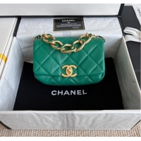 Good Product Chanel FLAP BAG Lambskin & Gold-Tone Metal AS3375 green