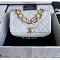 Pretty Style Chanel FLAP BAG Lambskin & Gold-Tone Metal AS3366 white