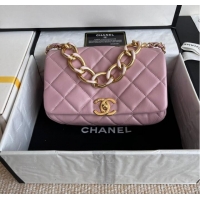 Pretty Style Chanel FLAP BAG Lambskin & Gold-Tone Metal AS3366 pink