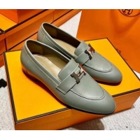 Purchase Hermes Pairs Loafer in Calfskin Grey 0611059