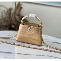 Popular Style Louis Vuitton crocodile skin CAPUCINES MINI M81190 gold