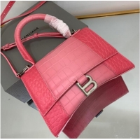 Top Quality Balenciaga HOURGLASS SMALL HANDBAG EMBOSSED CALFSKIN 59354 pink