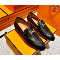 Duplicate Hermes Pairs Loafer in Calfskin Black 0611064