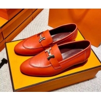 Good Looking Hermes Pairs Loafer in Calfskin Red 611069