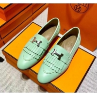 Hot Style Hermes Royal Loafer in Calfskin Light Green 611077