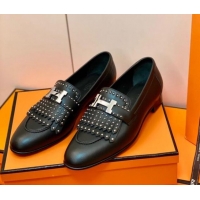 Fashion Hermes Royal Loafer in Calfskin Black/Studs 611085