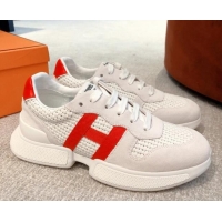 Perfect Hermes Bouncing Woven and Suede Sneakers White 062231