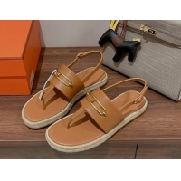 Purchase Hermes Eloise Thong Flat Sandals Brown 062234