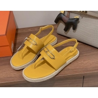 Low Cost Hermes Eloise Thong Flat Sandals Yellow 062235